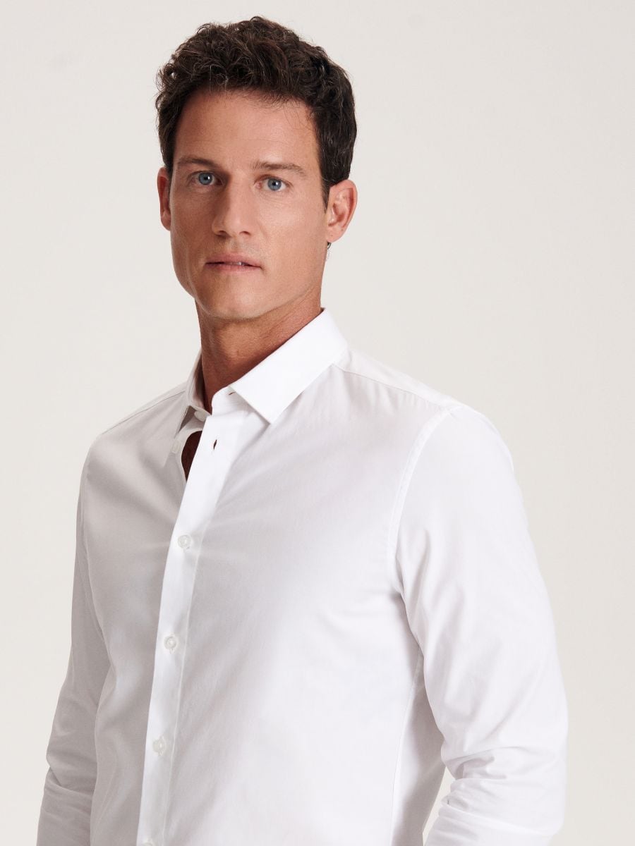 Bawełniana koszula slim fit - biały - RESERVED