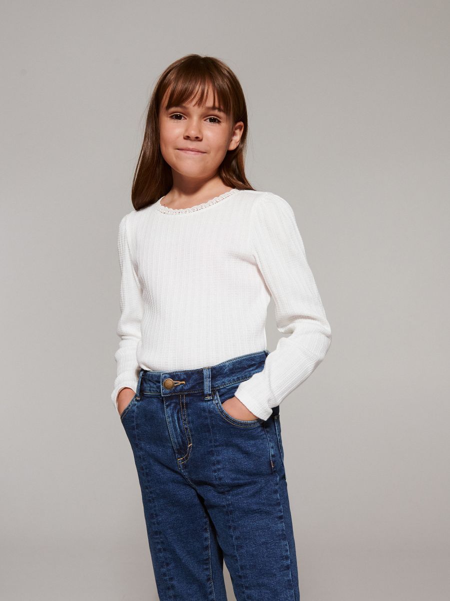 Bluse mit Spitze - creme - RESERVED - 4