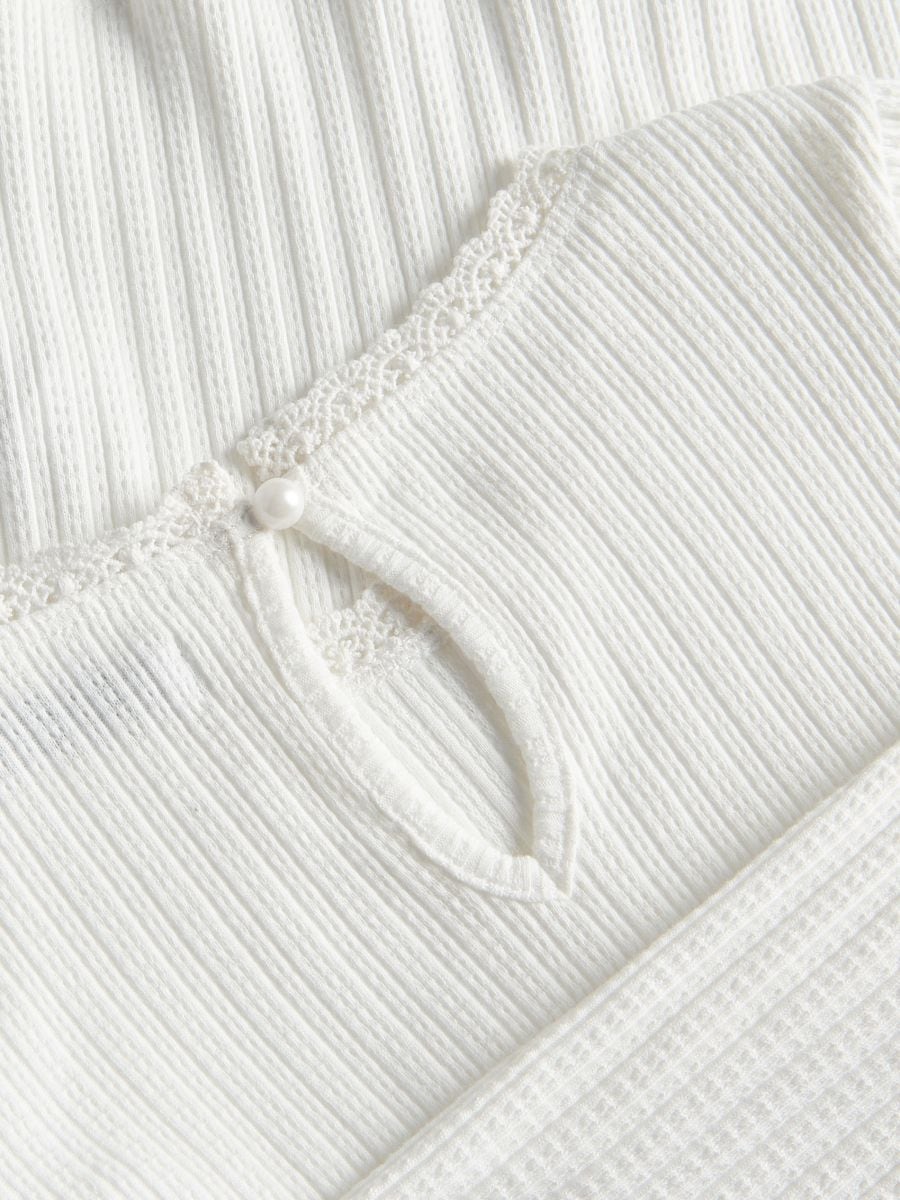 Bluse mit Spitze - creme - RESERVED - 3