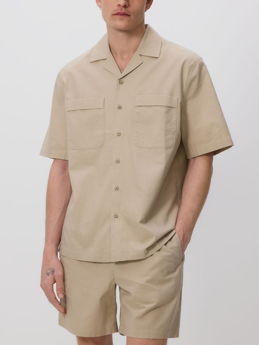 Λινό πουκάμισο regular fit - ΜΠΕΖ - RESERVED - 3