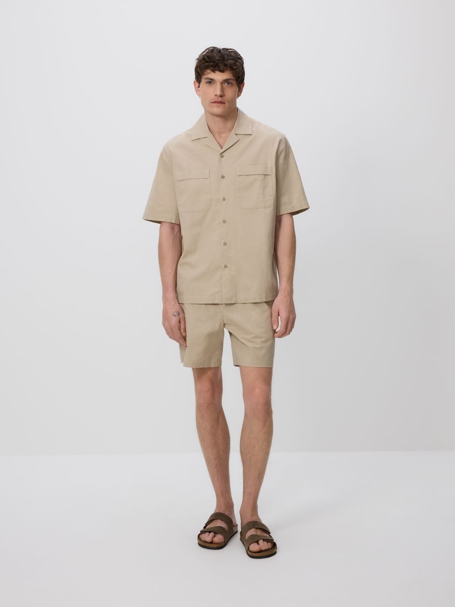 Λινό πουκάμισο regular fit - ΜΠΕΖ - RESERVED - 4