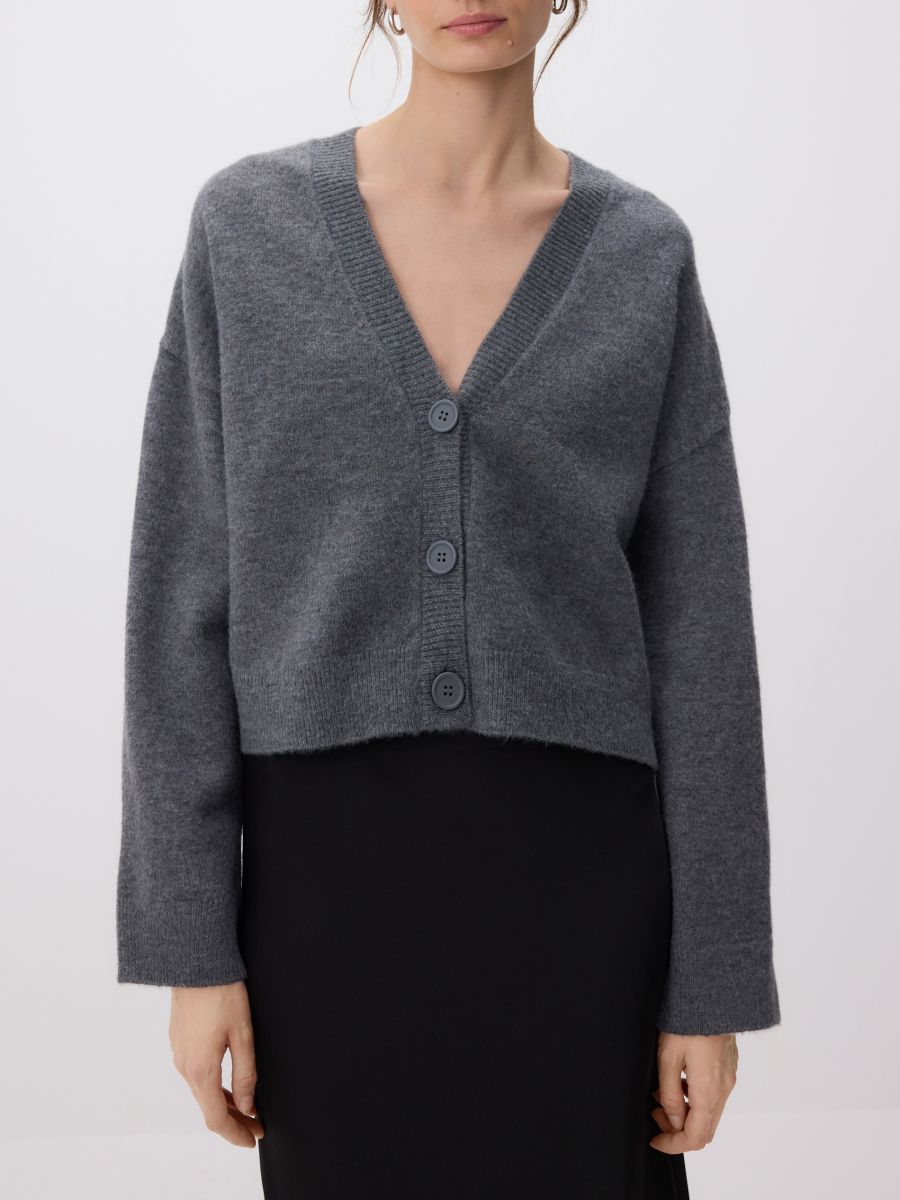 Zipped cardigan - mid grey - RESERVED