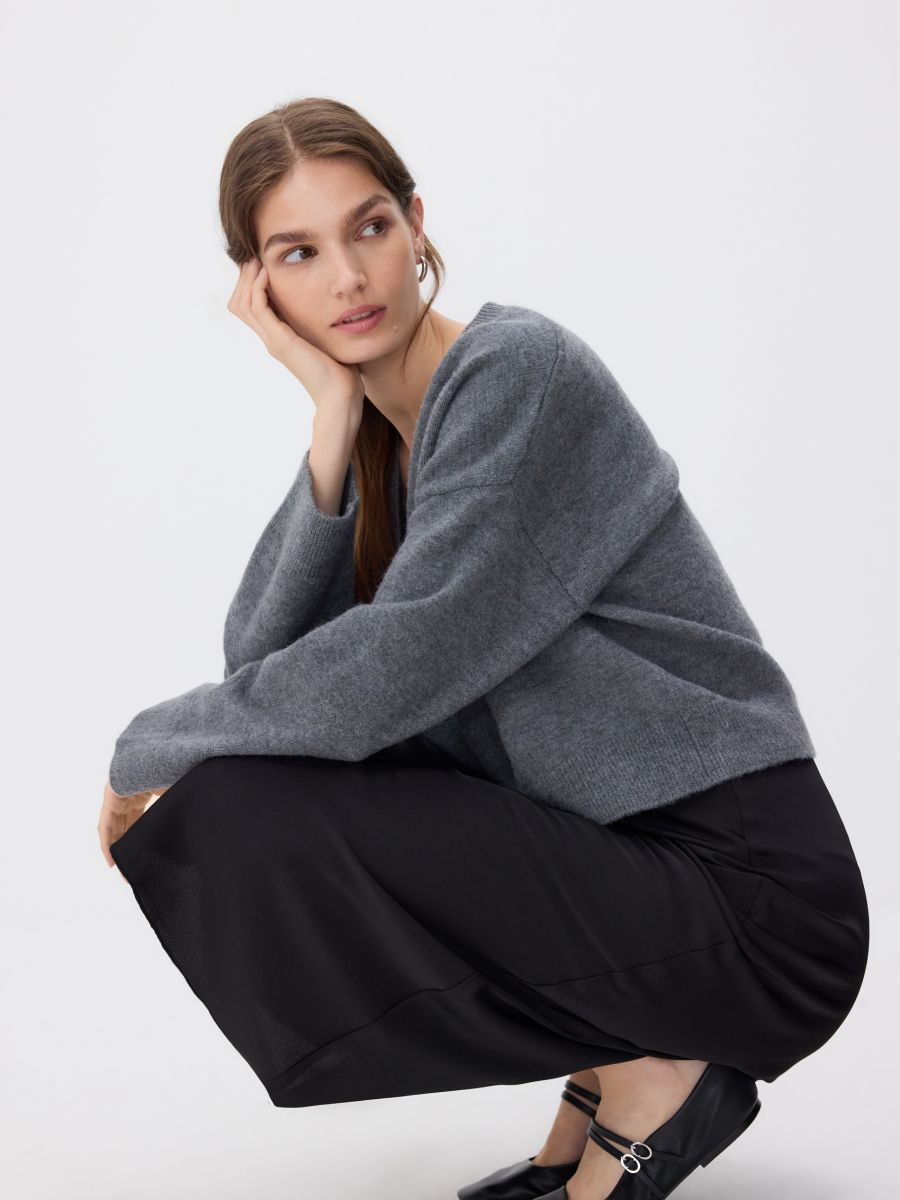 Zipped cardigan - mid grey - RESERVED
