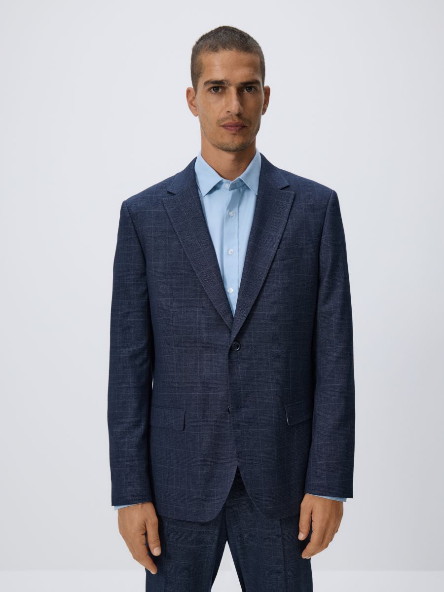 Marynarka slim fit z domieszką wiskozy - granatowy - RESERVED