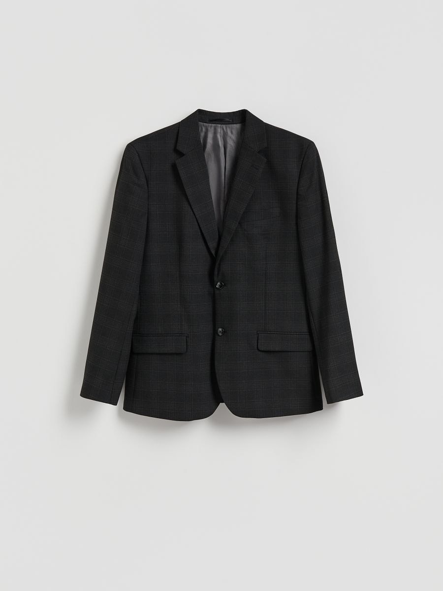 Blazer slim fit a quadri - nero - RESERVED