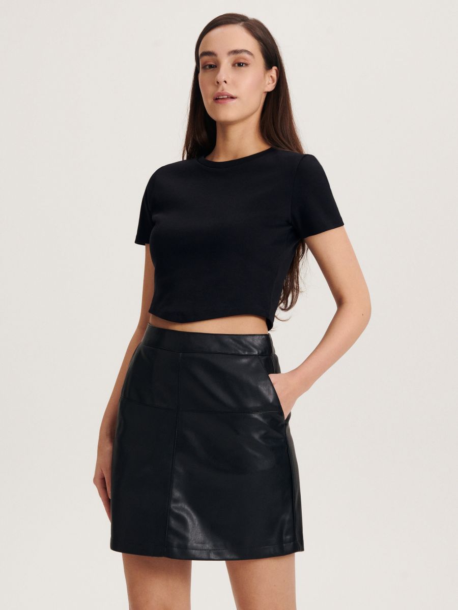 Koženková sukně - černý - RESERVED