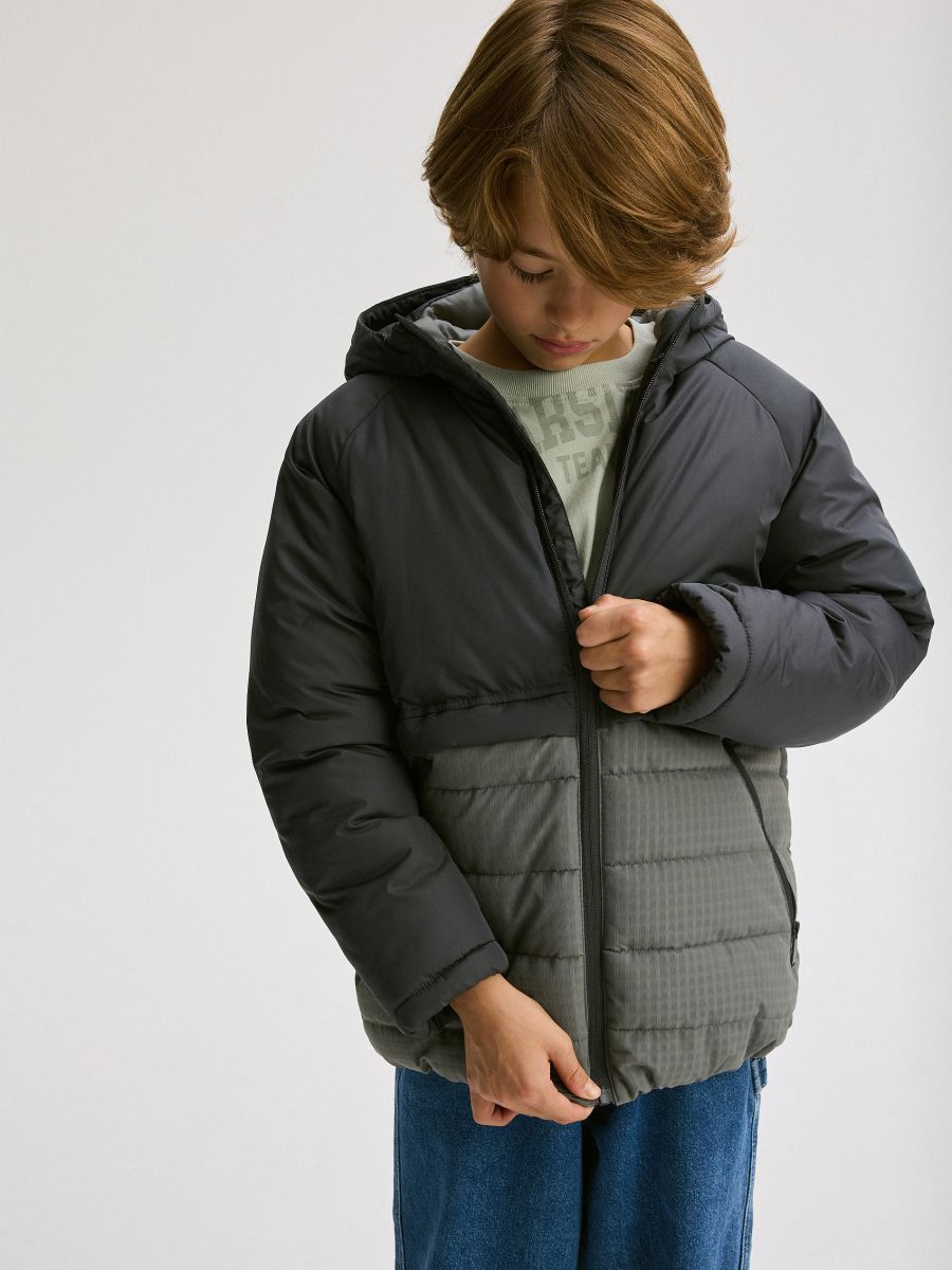 Quilted jacket with hood - dusty green - RESERVED - 5