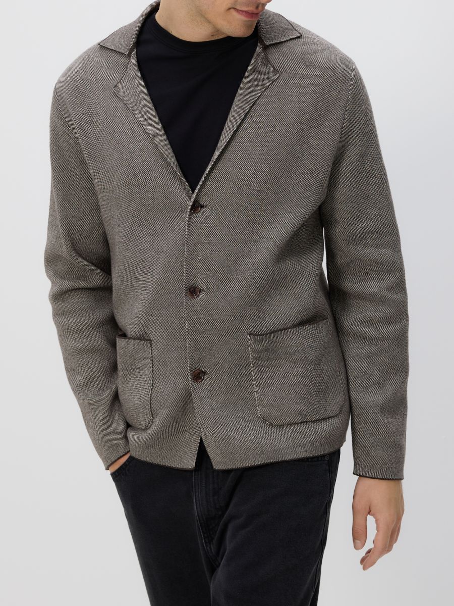 Cardigan with collar - dark brown - RESERVED