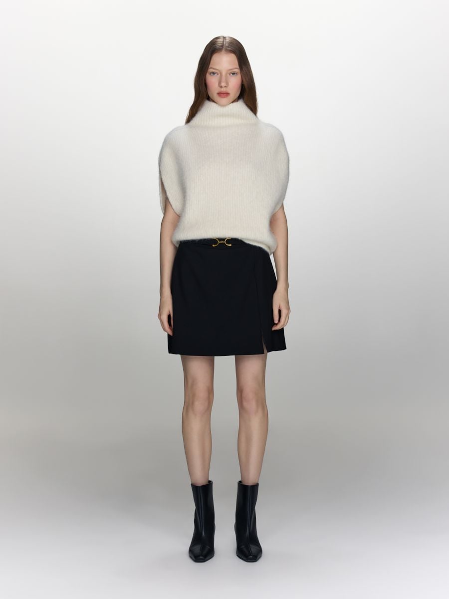Knitted vest with alpaca wool - cream - RESERVED - 3