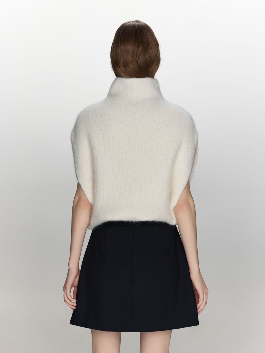 Knitted vest with alpaca wool - cream - RESERVED - 4