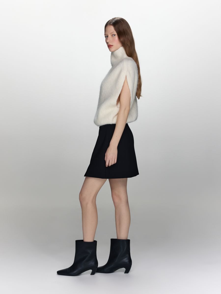 Knitted vest with alpaca wool - cream - RESERVED - 5