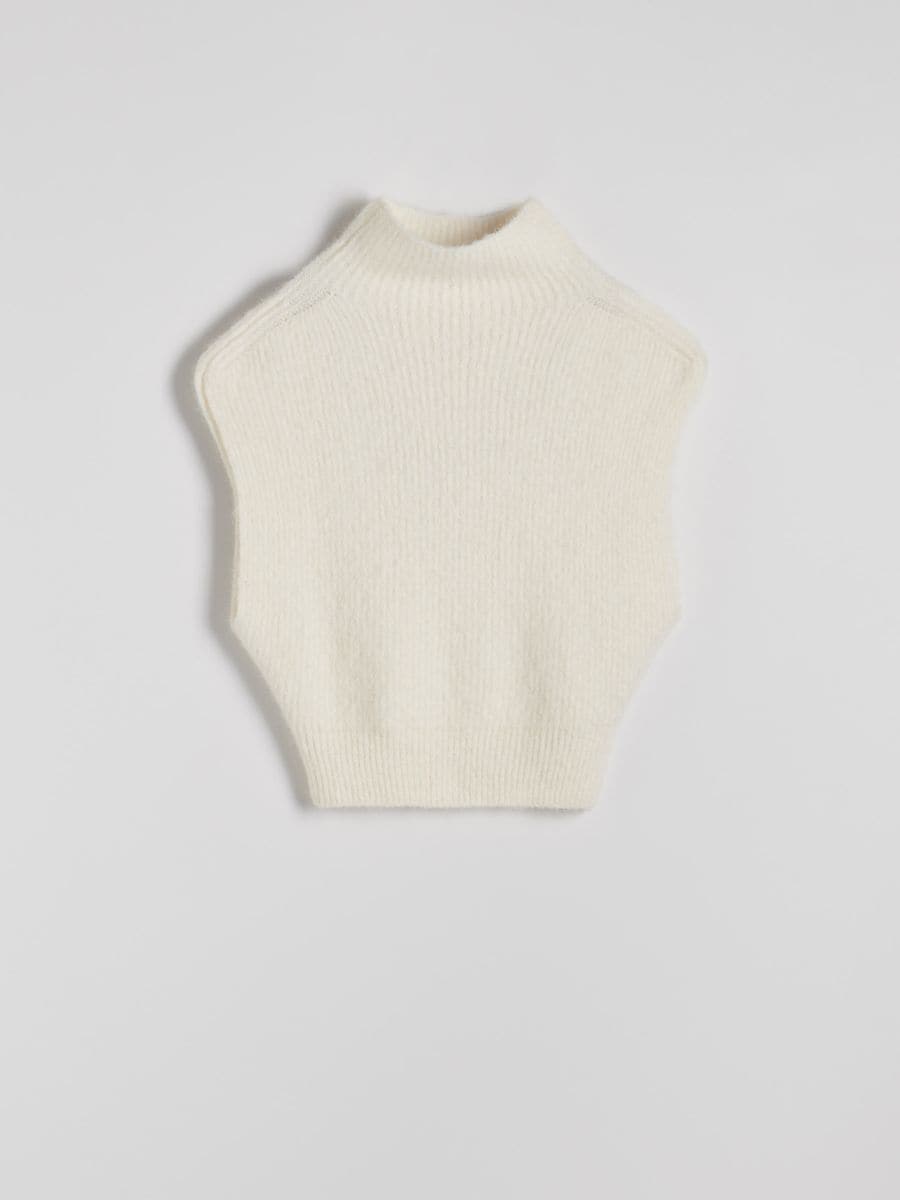 Knitted vest with alpaca wool - cream - RESERVED - 2
