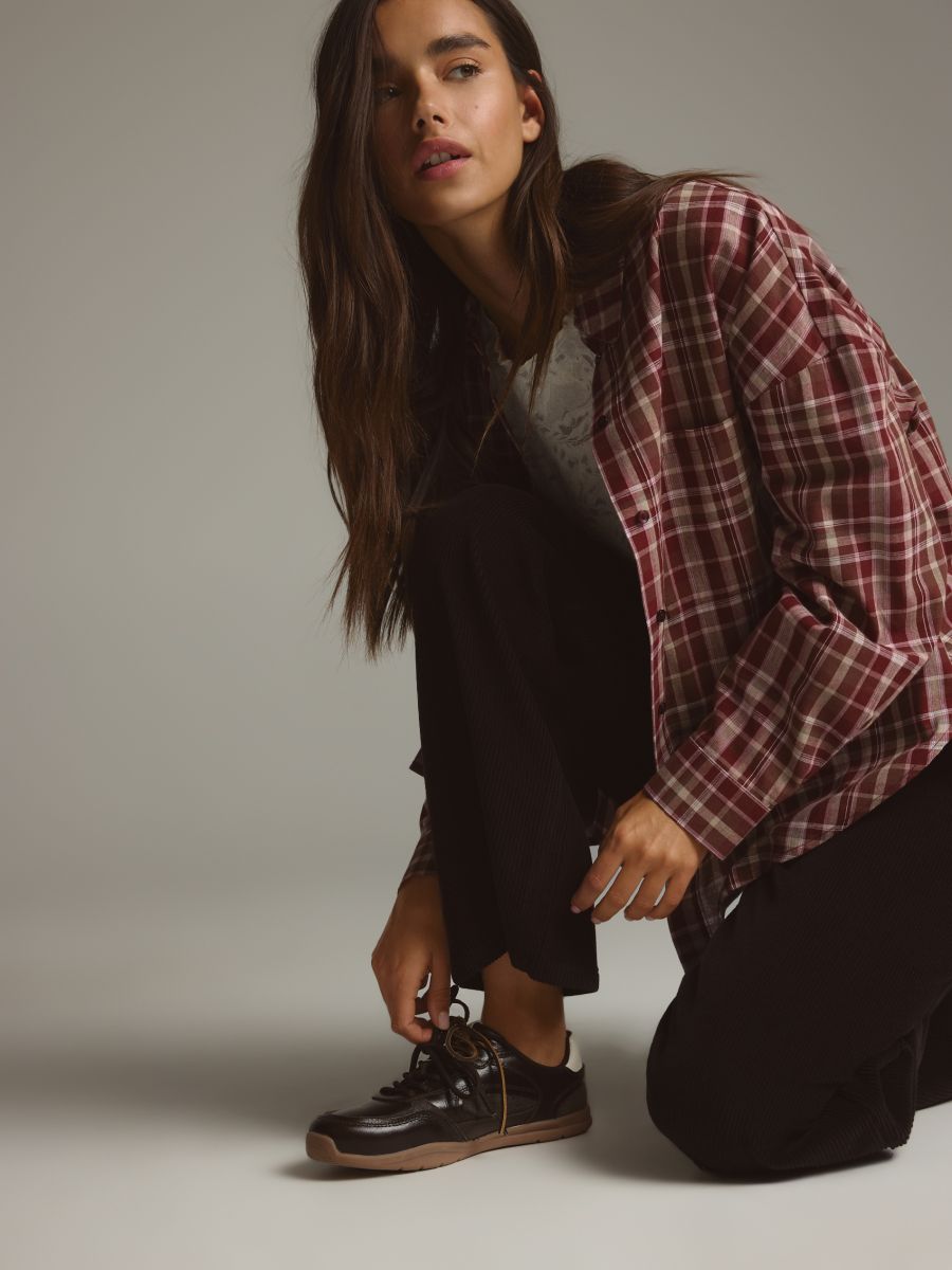 Leather rich sneakers - dark brown - RESERVED