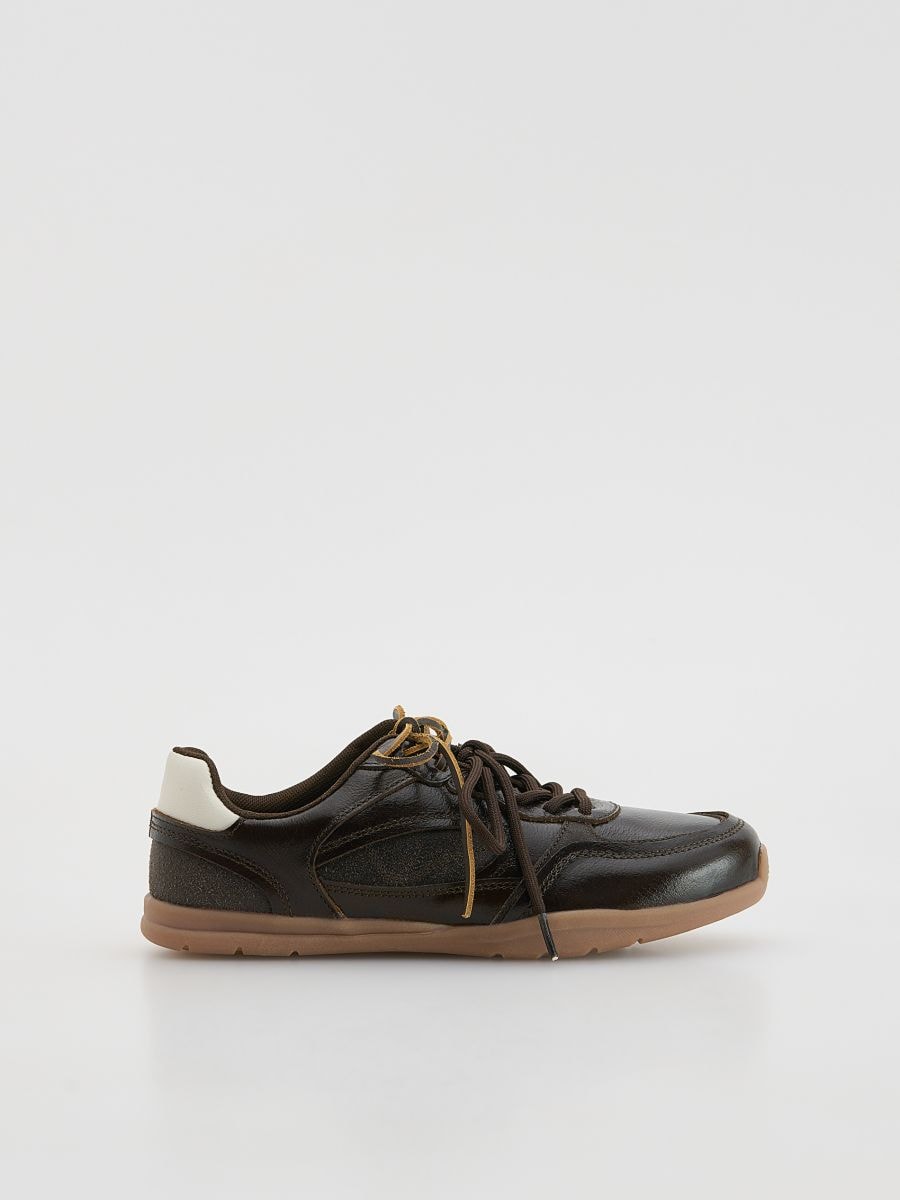 Leather rich sneakers - dark brown - RESERVED