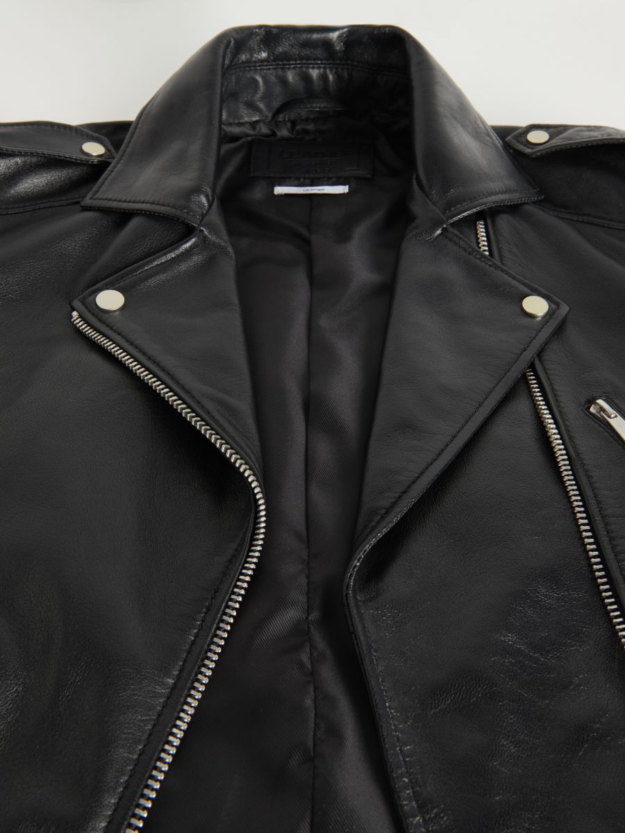 Bikerjacka i läder - SVART - RESERVED - 6