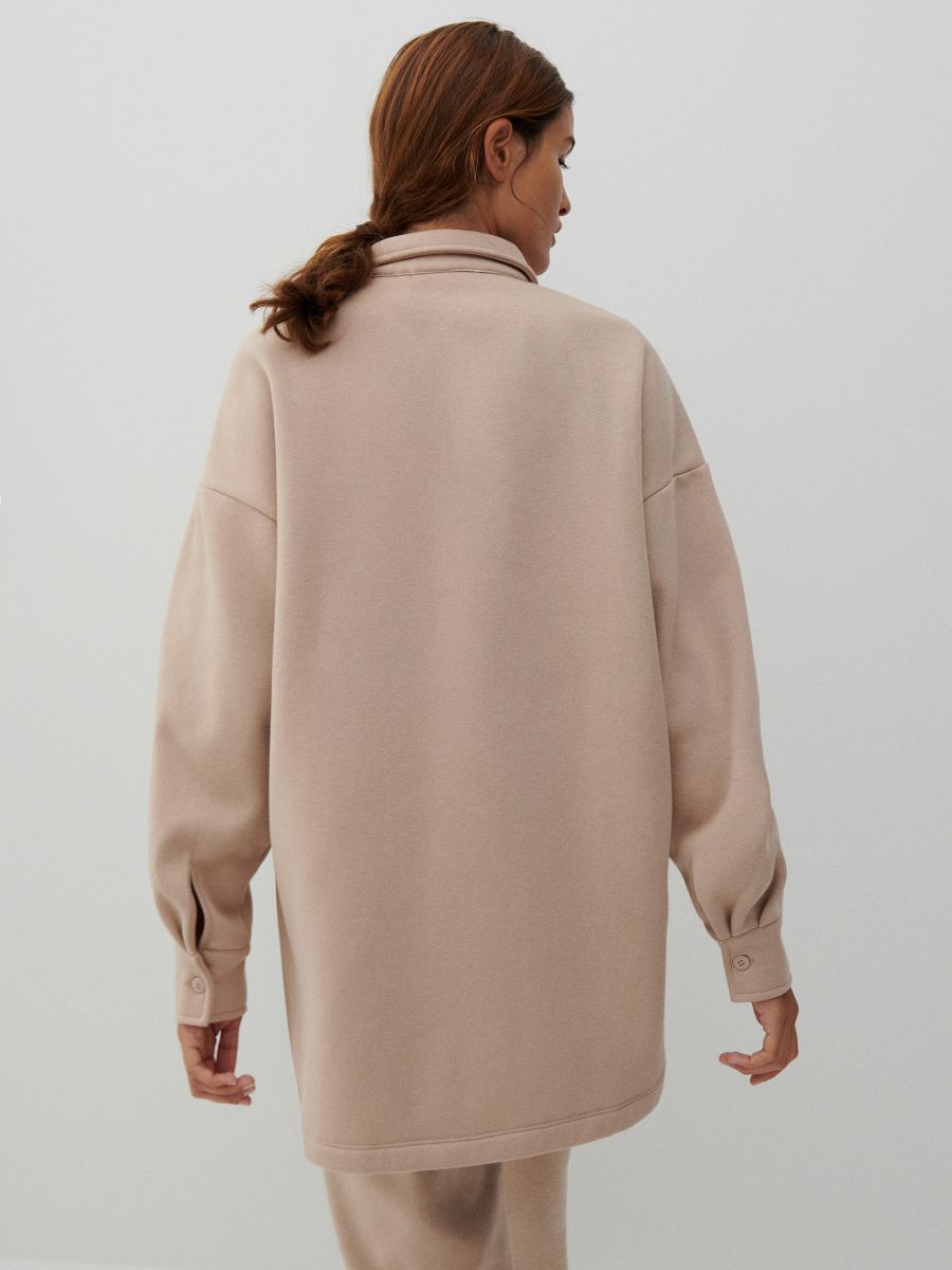 Soft jersey shacket - beige - RESERVED - 4