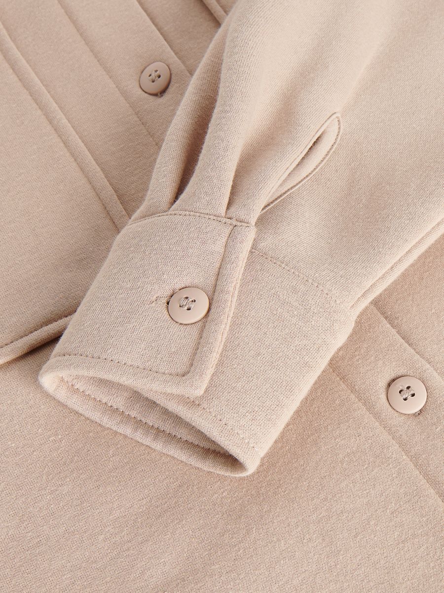 Soft jersey shacket - beige - RESERVED - 6