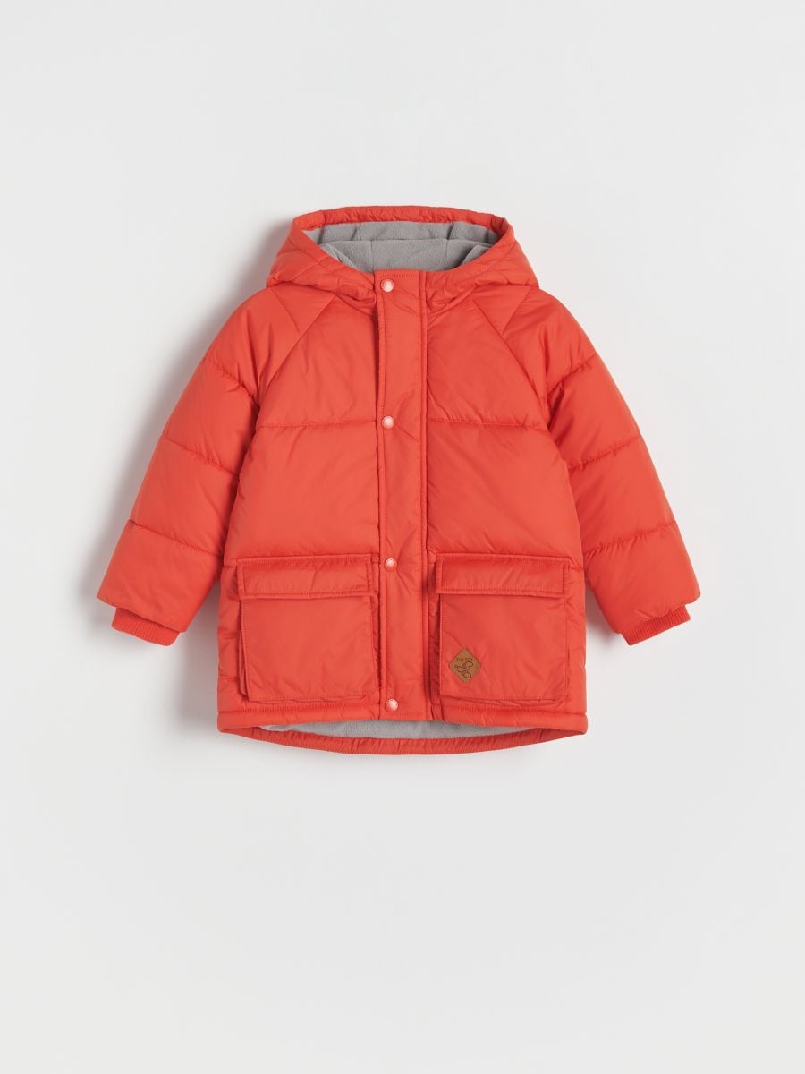 Insulated jacket with hood - red - RESERVED