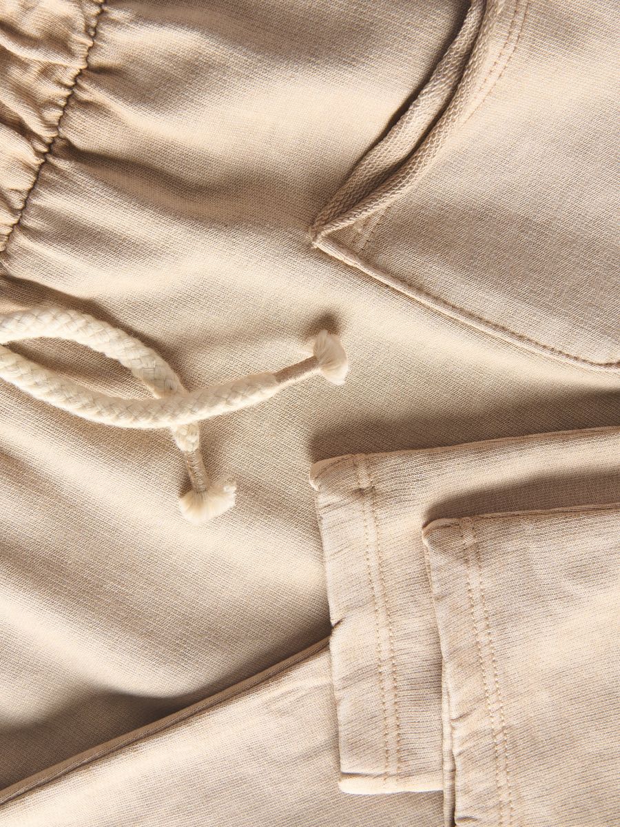 Sweatpants with wash effect - beige - RESERVED - 4
