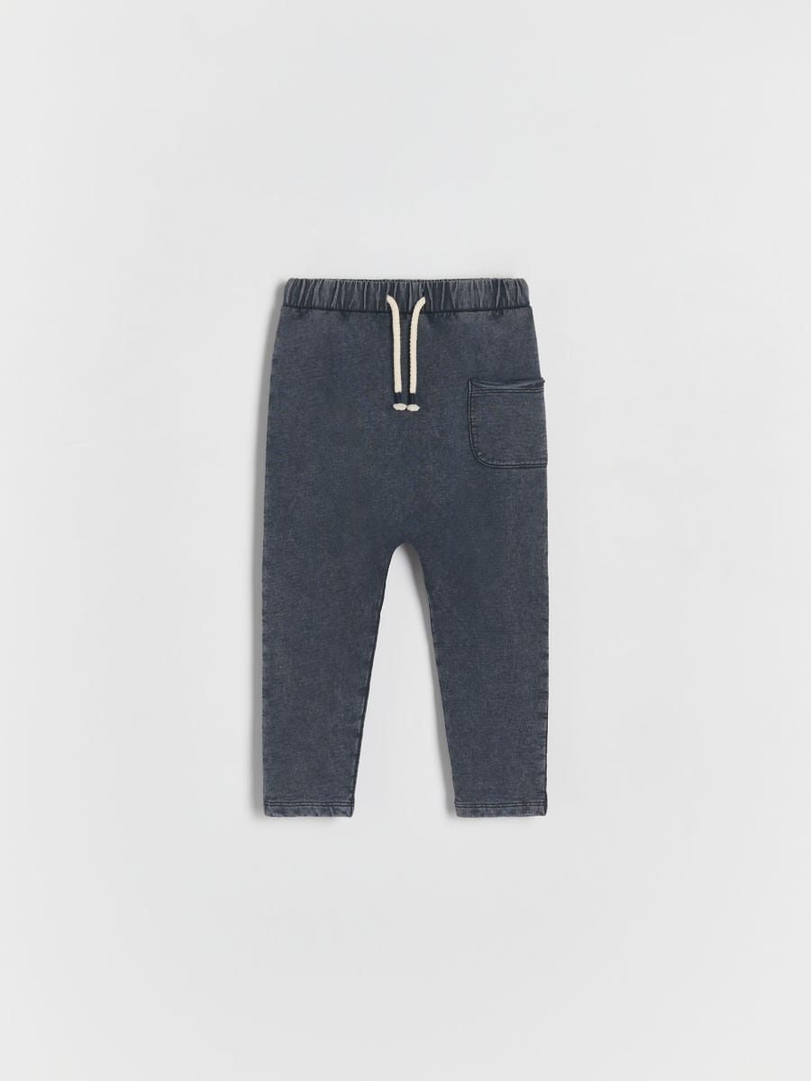 Sweatpants with wash effect - steel blue - RESERVED - 2