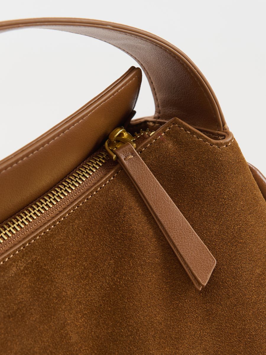 Suede bag with strap - golden brown - RESERVED - 5