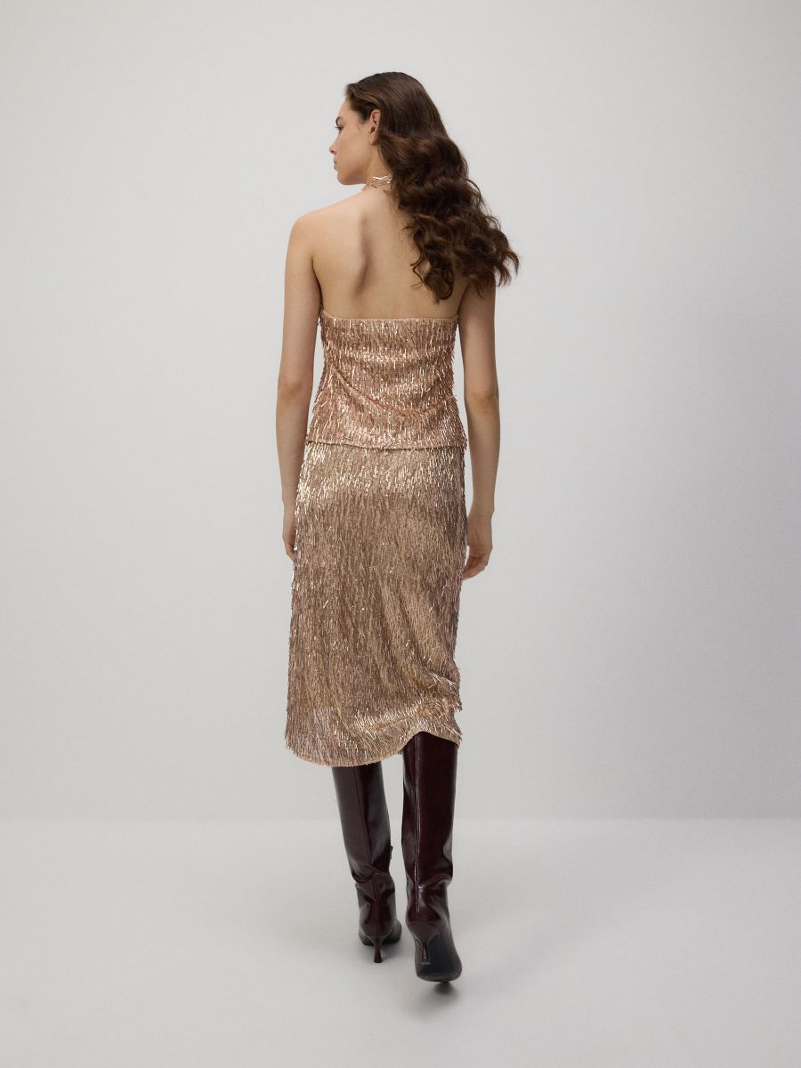 Sequin skirt - peach - RESERVED - 3