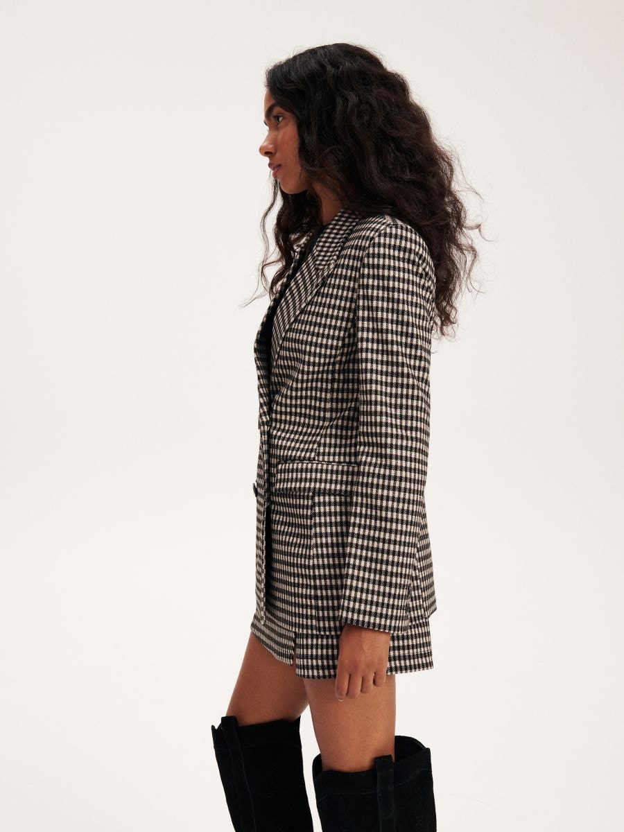 Double-breasted checked jacket - multicolor - RESERVED - 3