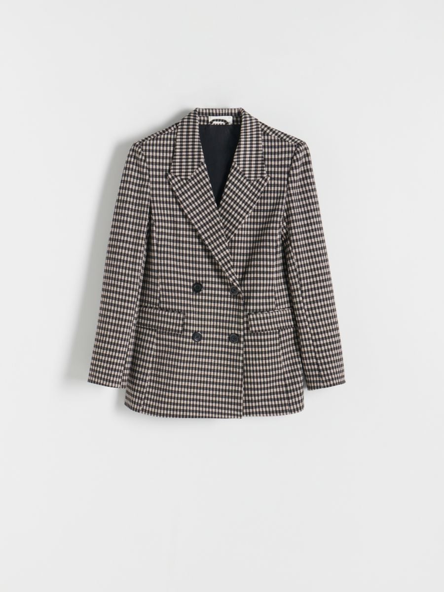Double-breasted checked jacket - multicolor - RESERVED - 4