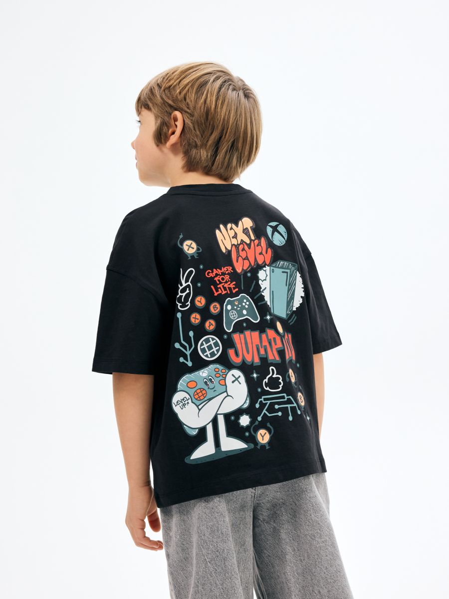 ❤︎❤︎❤︎ T-shirt oversize Xbox Kolor czarny - RESERVED - 027CJ-99X