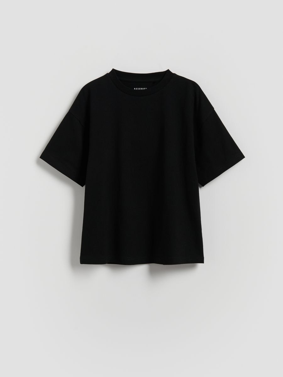 Bawełniany t-shirt - czarny - RESERVED