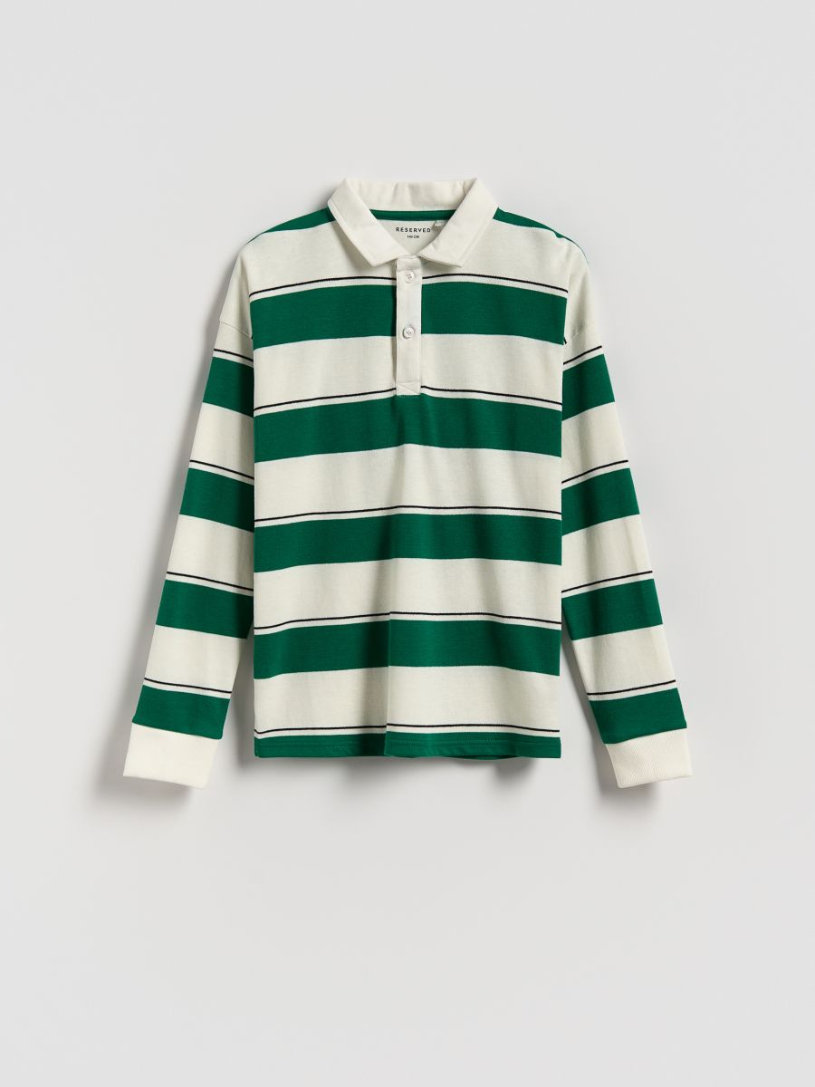 Cotton long sleeve polo shirt - cream - RESERVED