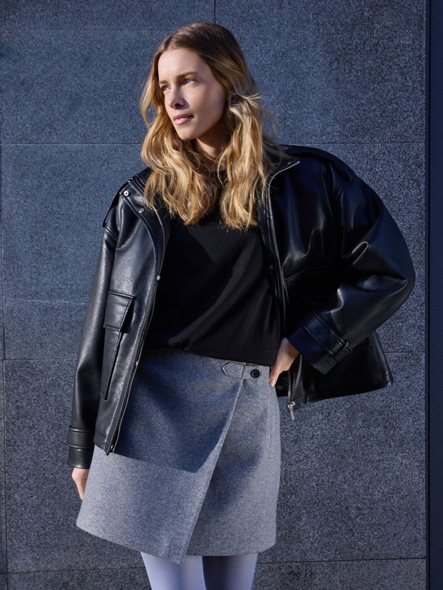 Wrap mini skirt - dark grey - RESERVED