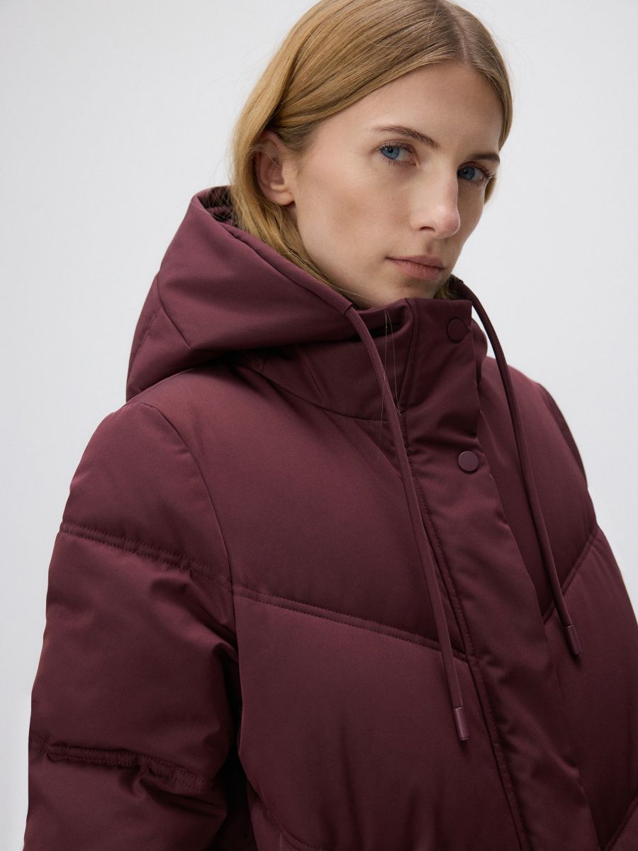 Prošivena jakna s kapuljačom - burgundy - RESERVED - 4