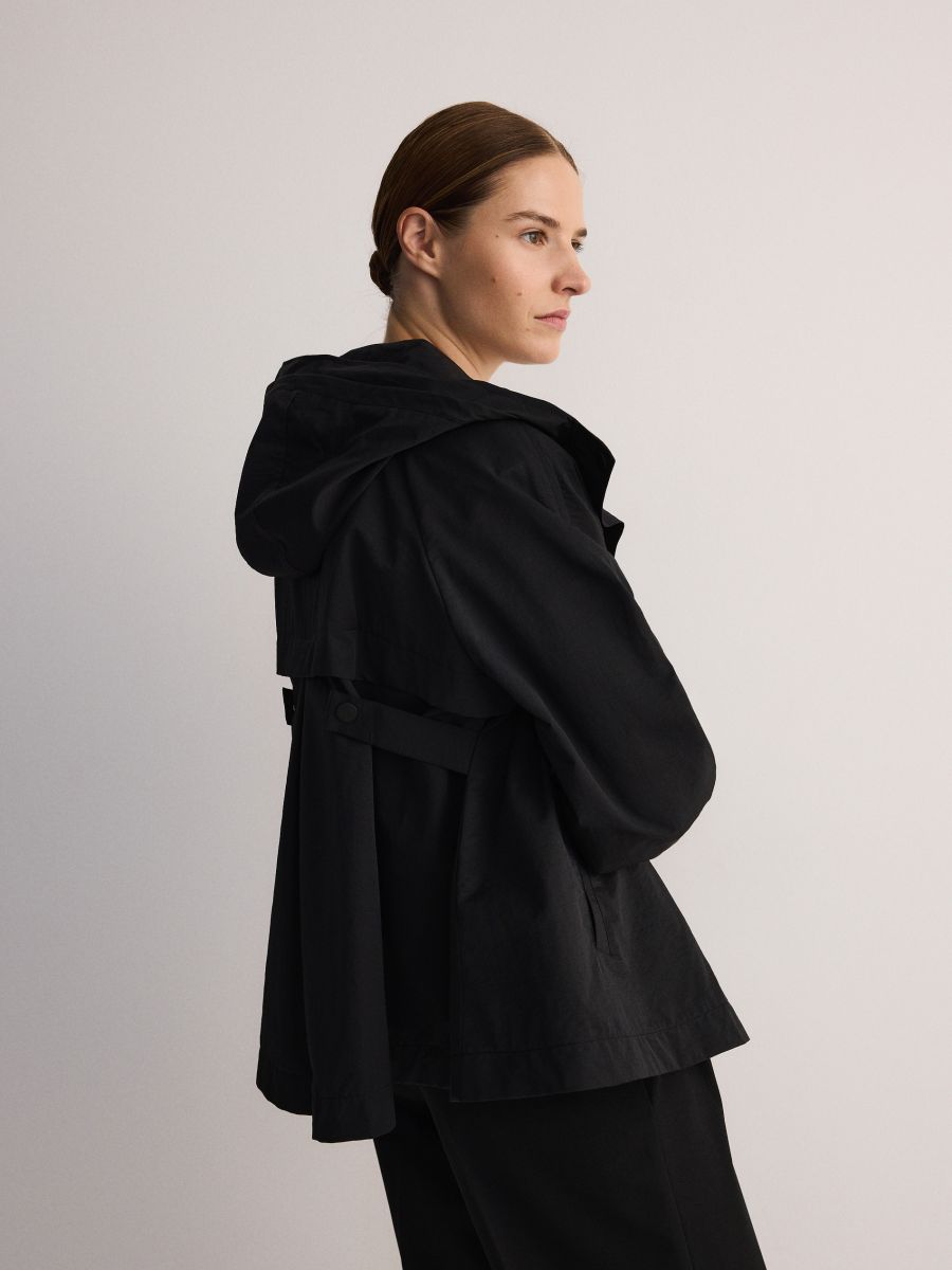 Bunda oversize s kapucí - černý - RESERVED - 2