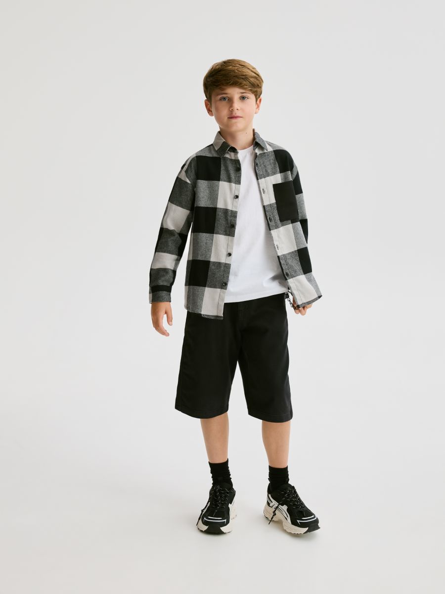 Check cotton shirt - light grey - RESERVED