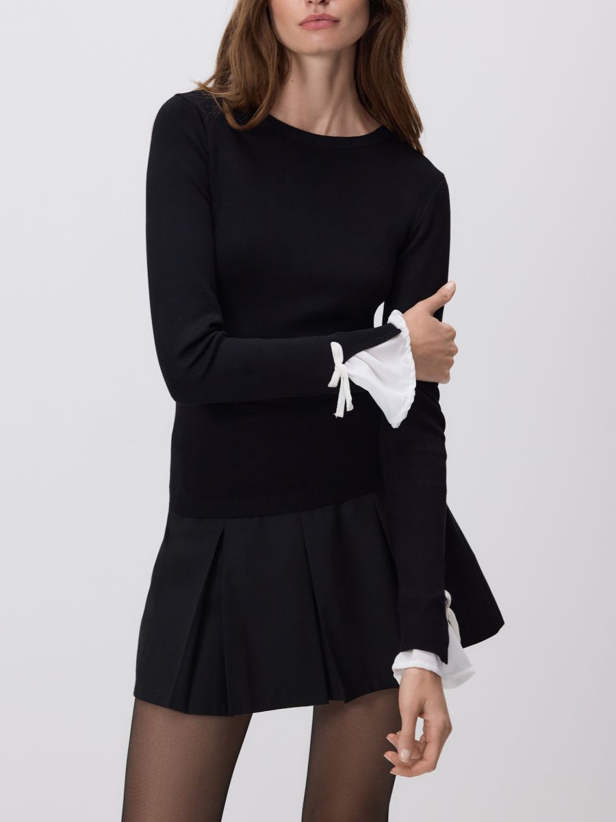 Pullover mit dekorativen Schleifendetails - schwarz - RESERVED