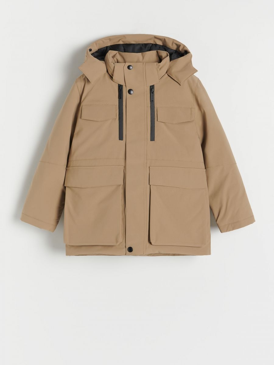 Зимова куртка з капюшоном - золотисто-коричневий - RESERVED