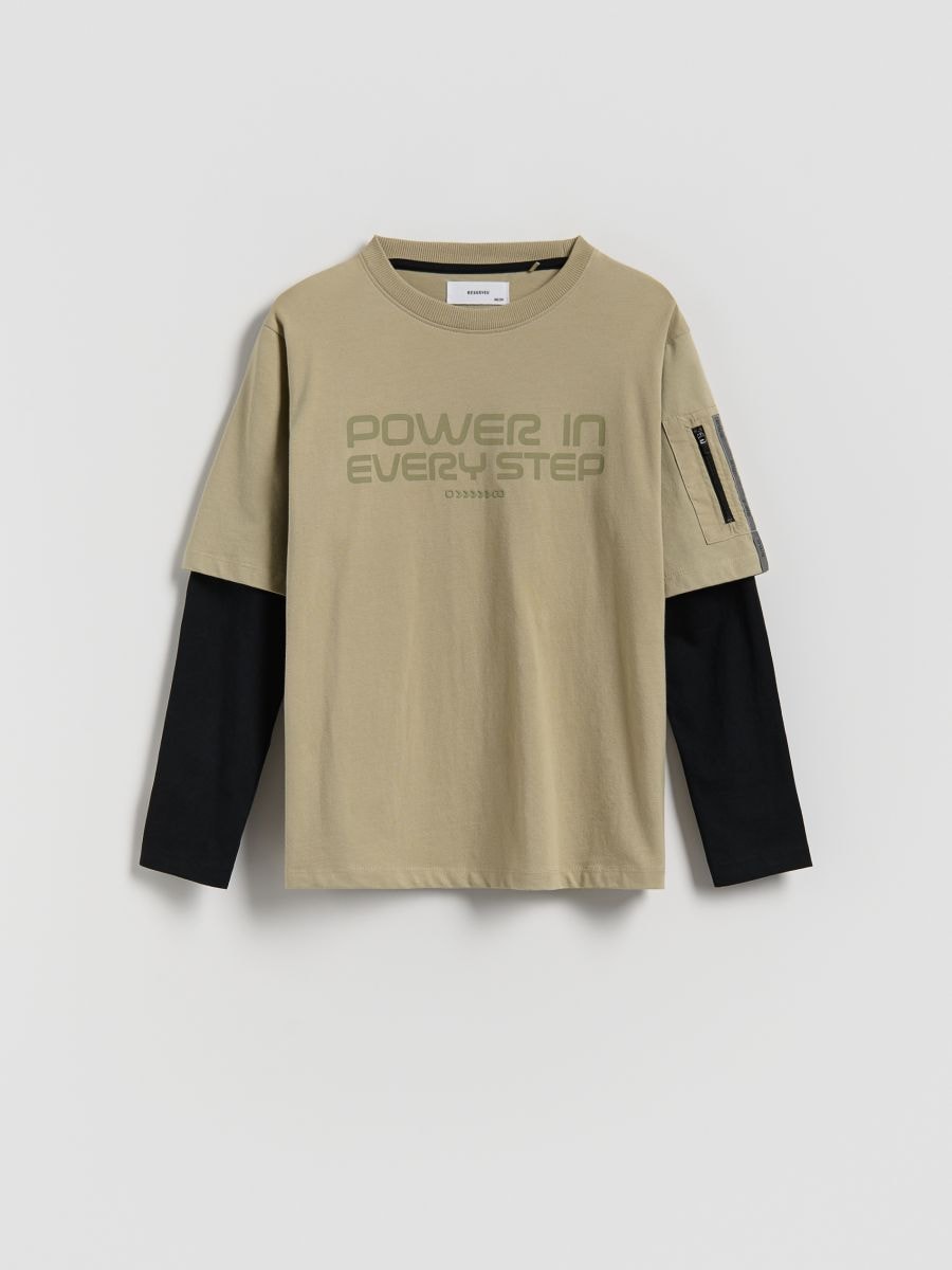 Maglietta a maniche lunghe oversize - verde oliva chiaro - RESERVED