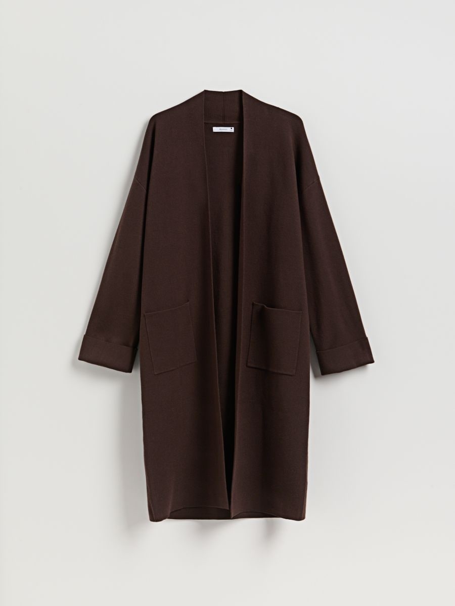Cardigan with pockets - brown - RESERVED