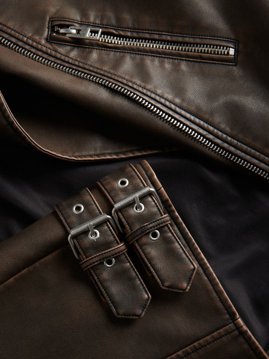 Oversize moto jakna - smeđe - RESERVED - 6