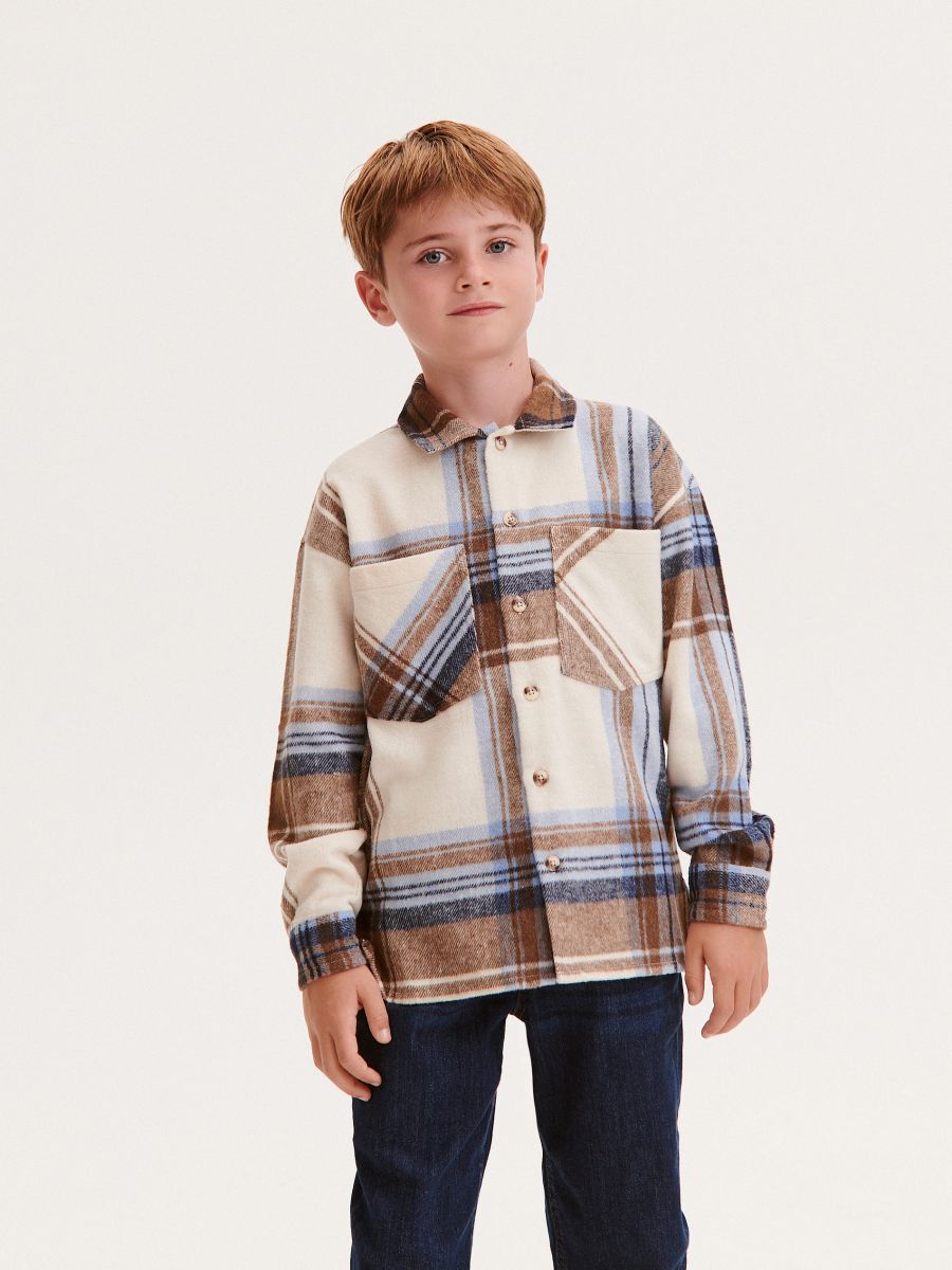 Camicia di flanella a quadri - panna - RESERVED - 4