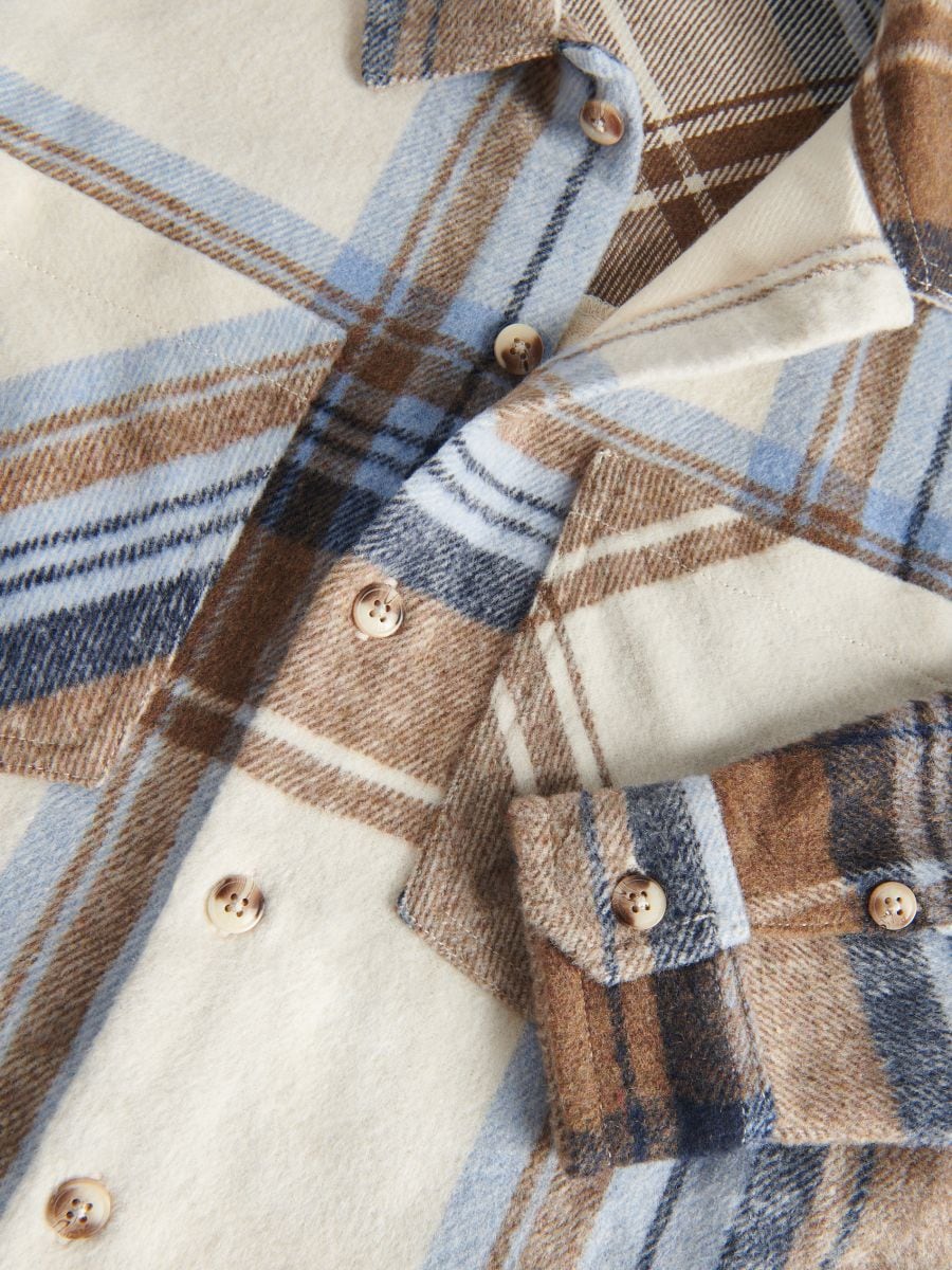 Camicia di flanella a quadri - panna - RESERVED - 3