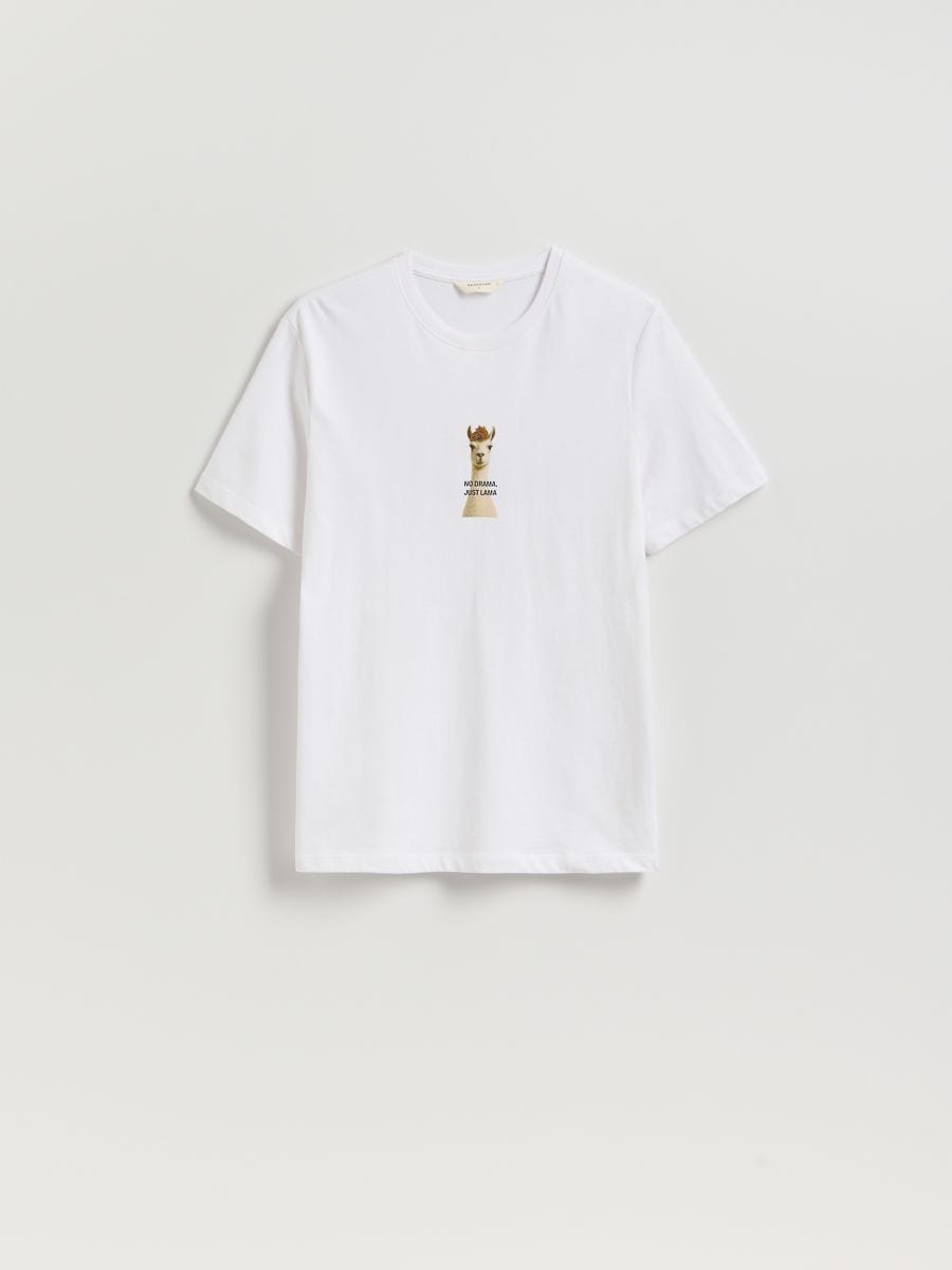 T-shirt regular z nadrukiem - biały - RESERVED
