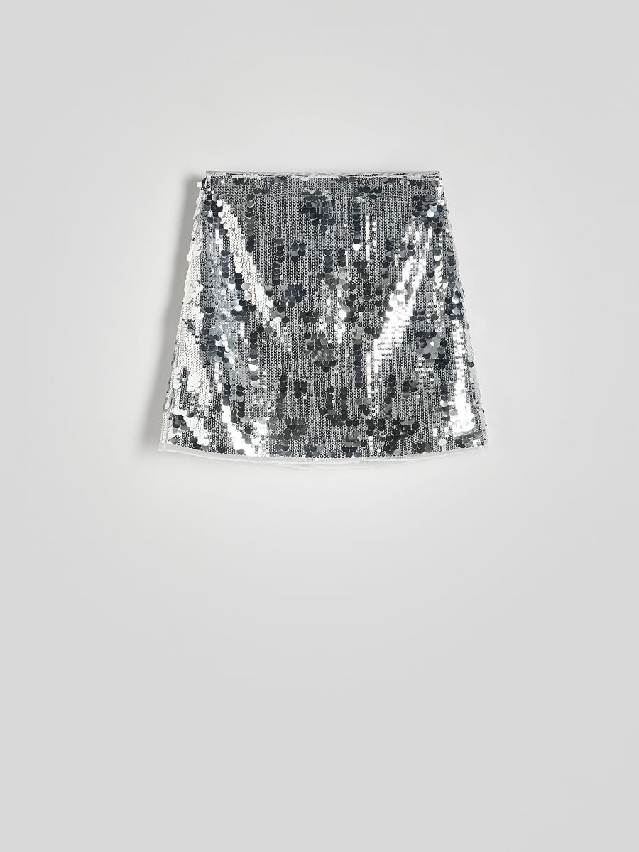 Mini skirt with sequins - silver - RESERVED - 5