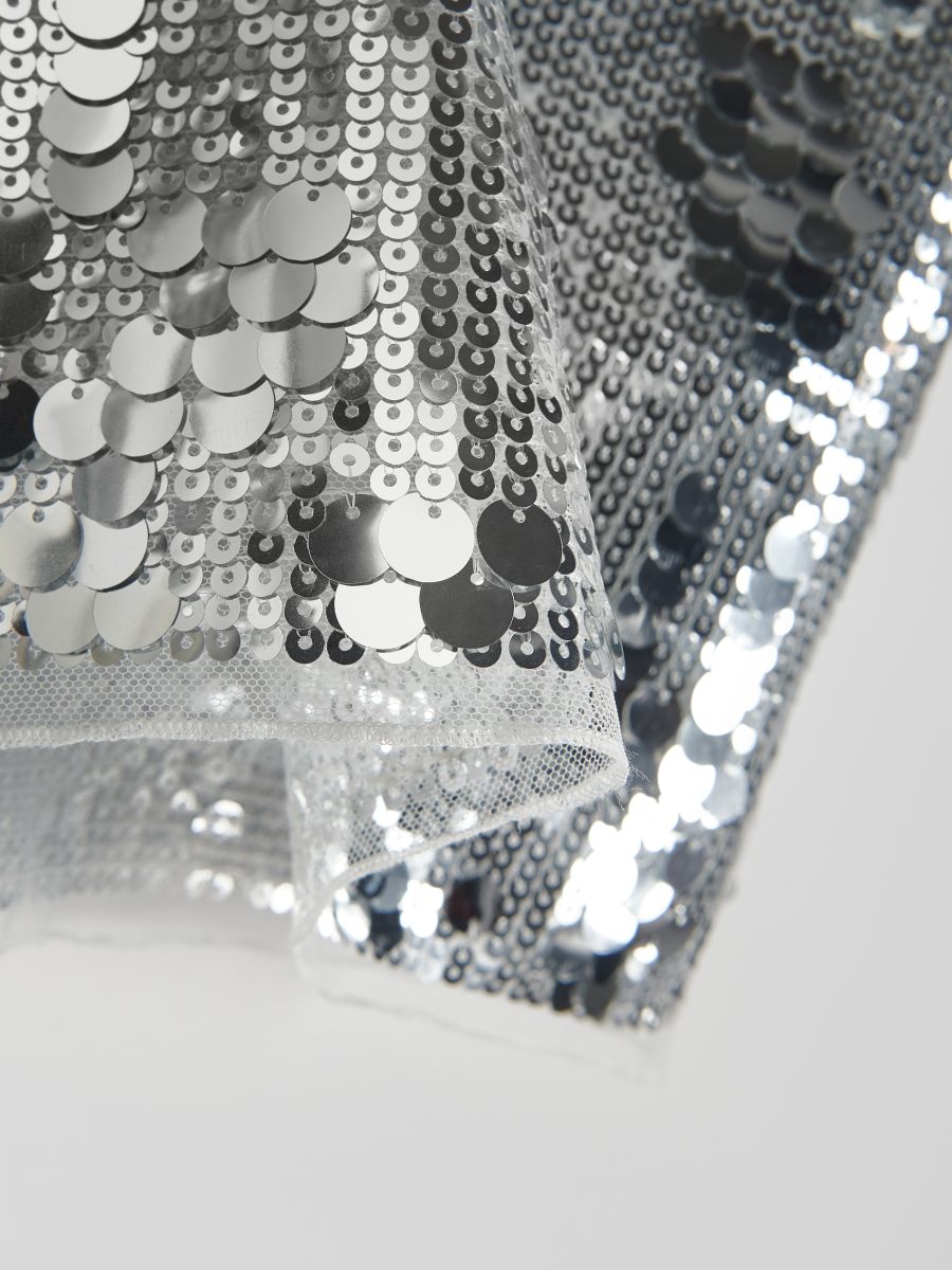 Mini skirt with sequins - silver - RESERVED - 6