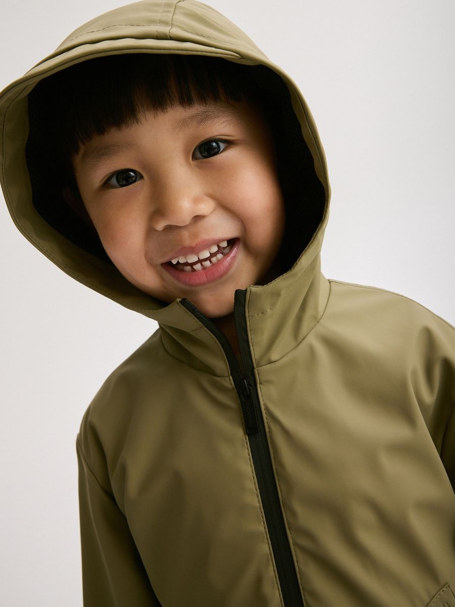 Rubberised jacket with hood - brownish green - RESERVED - 5