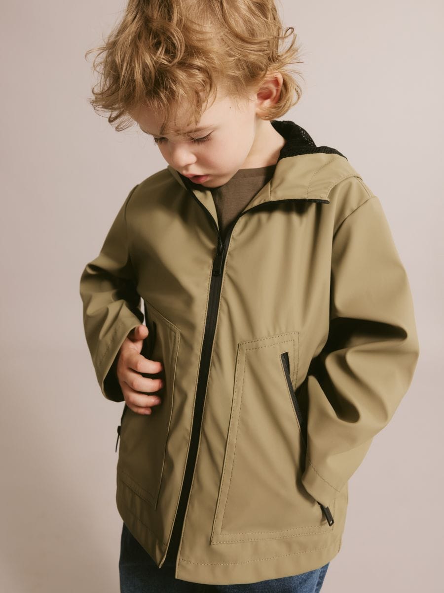 Rubberised jacket with hood - brownish green - RESERVED - 8