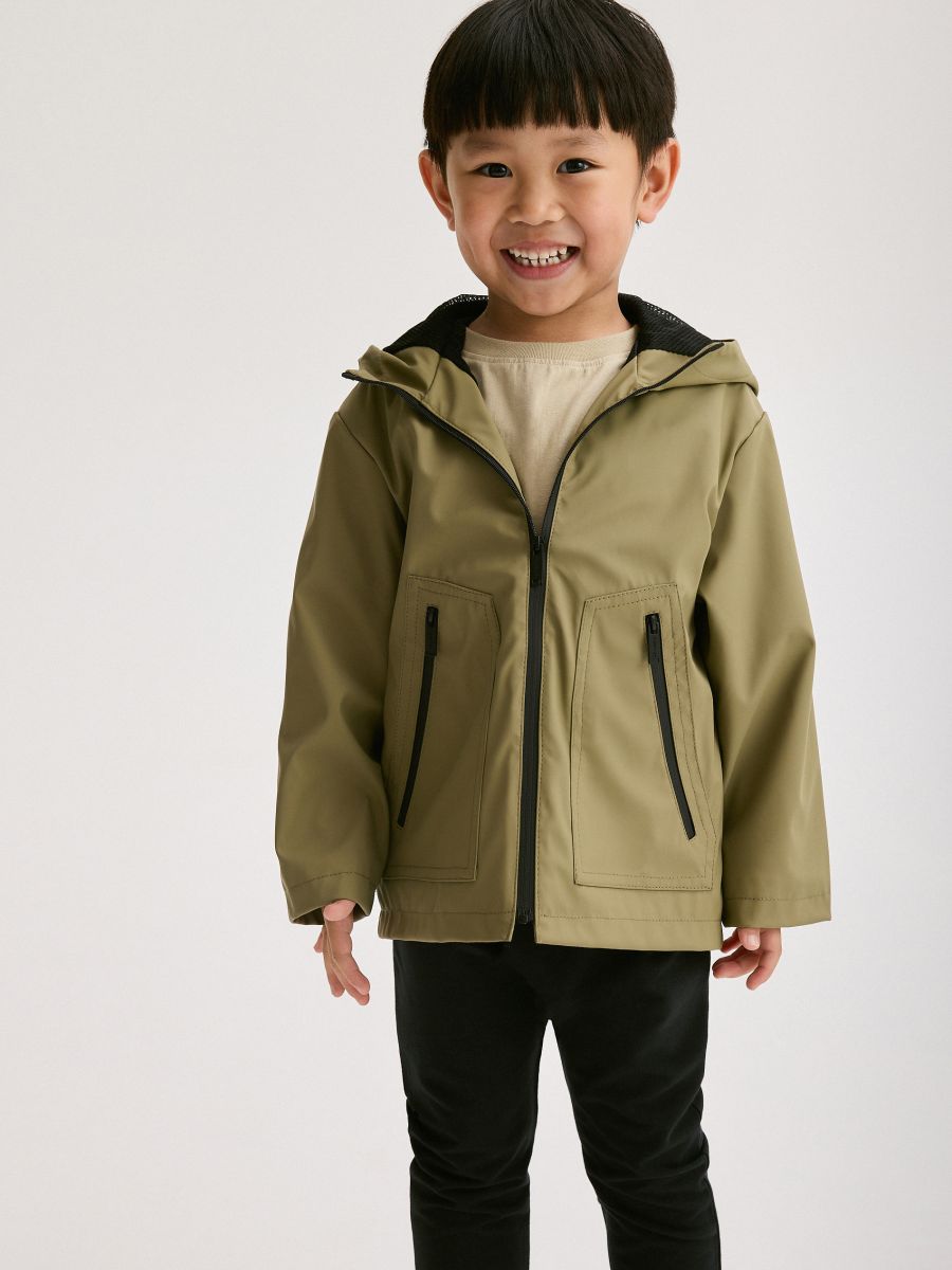 Rubberised jacket with hood - brownish green - RESERVED - 6