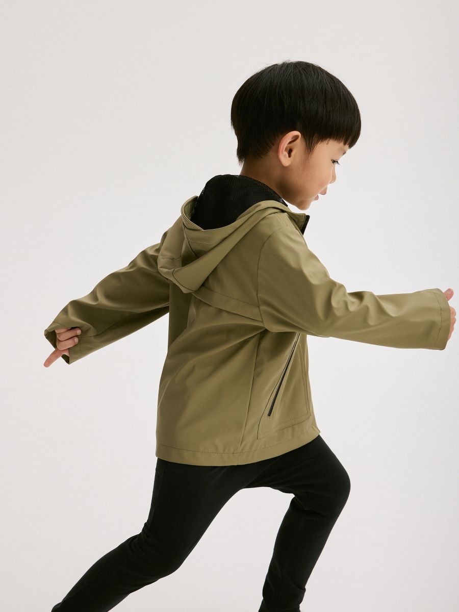 Rubberised jacket with hood - brownish green - RESERVED - 7