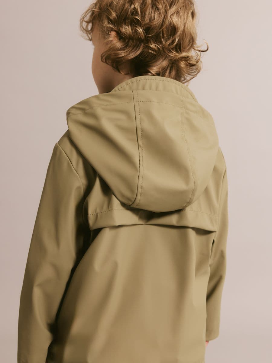 Rubberised jacket with hood - brownish green - RESERVED - 12